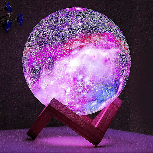 Månelampe 5.9 tommer 16 farver LED 3d, Fjernbetjening og Touch Kontrol USB Opladning