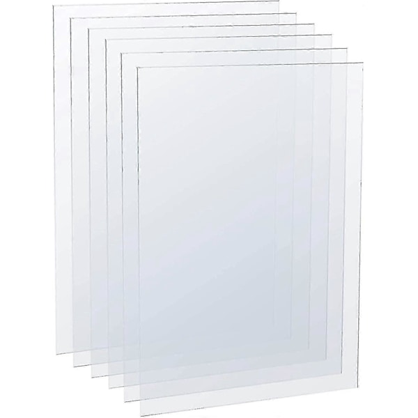 6 stk. klare akrylplader, plastik perspex-plader, transparente plexiglaspaneler til udskiftning af billedrammeglas, displayprojekter