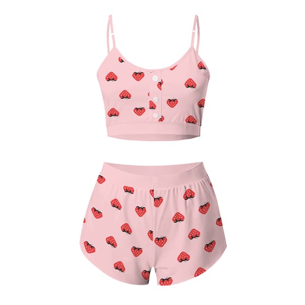 Pyjamasset Dam Kortärmad Bekväm S Storlek Rosa Sovkläder för Sommar
