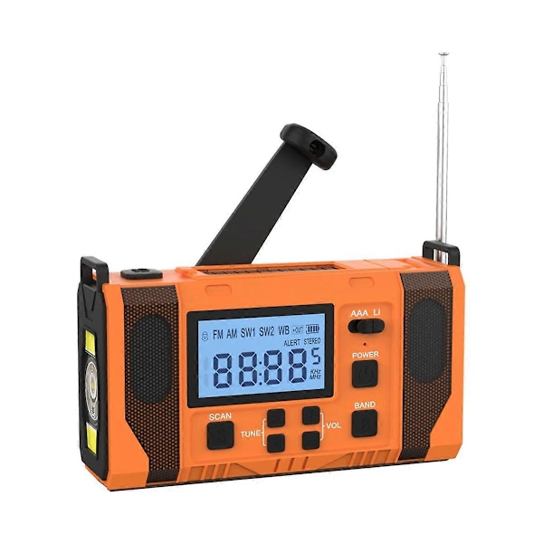 Nødradio for vær, 10000MAh Værvarslingsradio med solcellelading
