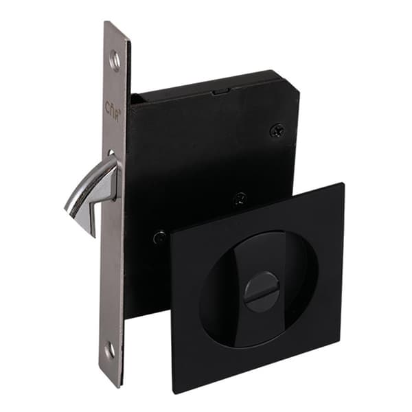 Nøglefri skjult skydedørslås Moderne enkel krogelås i zinklegering til toilet Mat sort Matte Black Single Hook