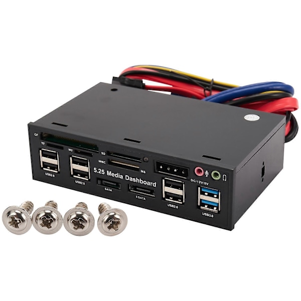 5.25 tums USB 3.0 Frontpanel PC USB 3.0/2.0 Hub E-Sata Kortläsare