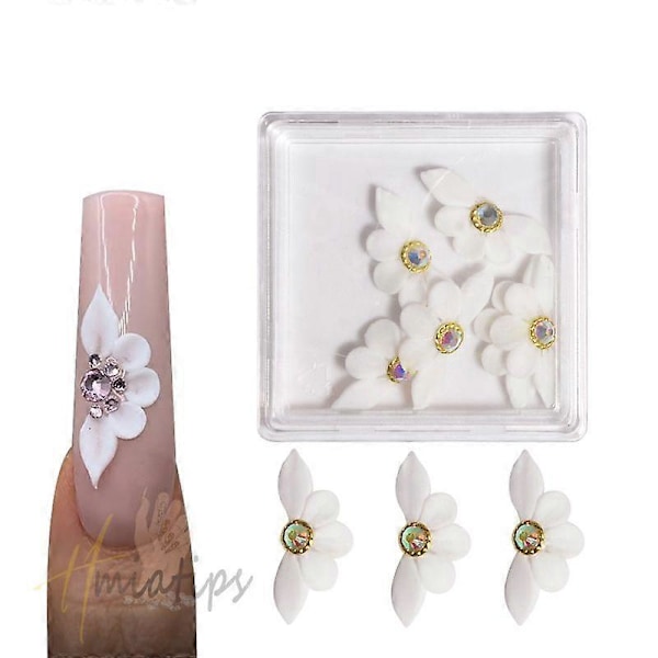 Kawaii Nagelkonstdekorationer med 3D Akrylblommor och Pärlor för DIY Nagelkonst Manikyr Dekoration Sommarstil typ4