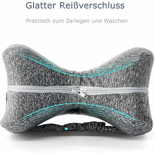 Memory Foam Side Sleeper Pillow - Støtter Ben og Knæ - Grå