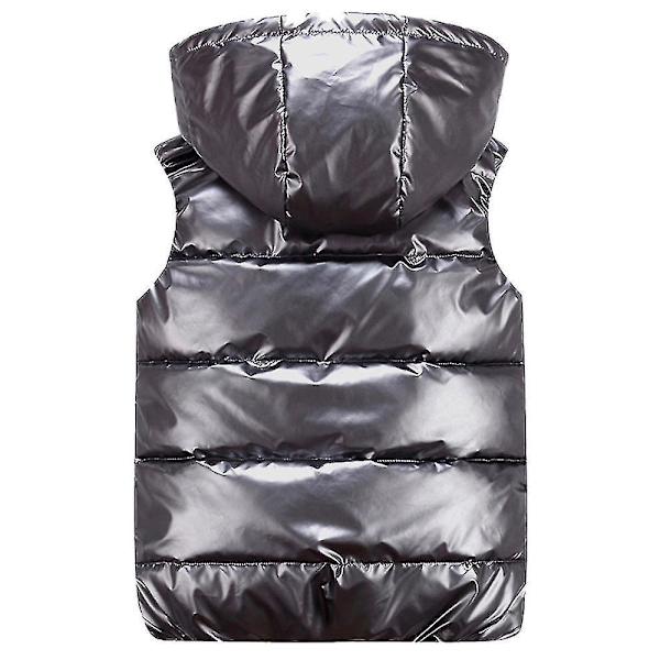 Blank Unisex Polstret Vest med Hætte og Ståkrave S Grå