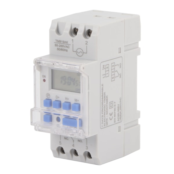 85-265V AC 16A Ugentligt 12/24 timer Timer Switch LCD Switch Control Programmerbart tidsrelæ - Hvid - 1 PC