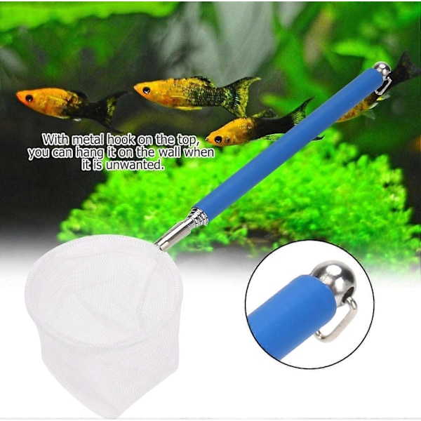 Fisk Reke Håv Justerbar Mini Fiskeakvarium Fiskenett (blått rundt nett)