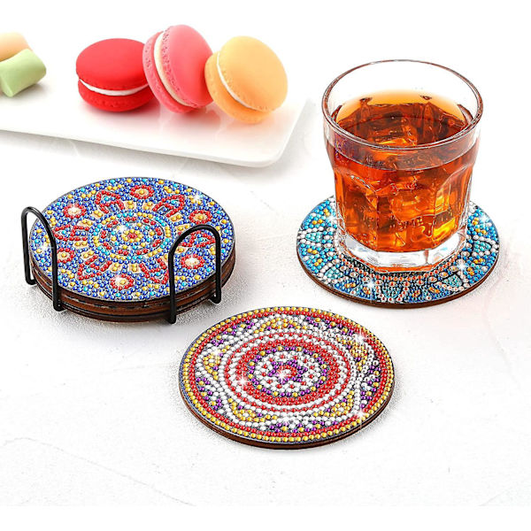 Diamantmålning Underlägg Set med Stativ - DIY Mandala Design för Vuxna