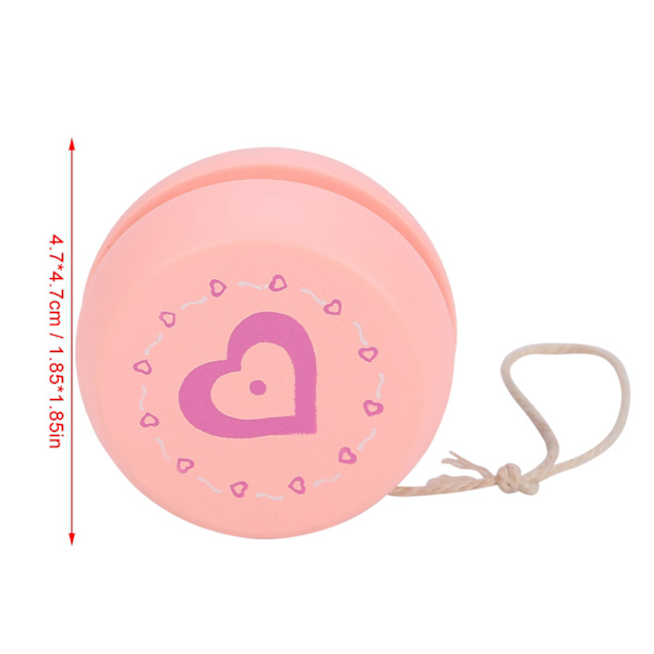 Sødt tegneseriemønster træ Yoyo Ball Legetøj tidligt uddannelseslegetøj til Kid Pink Heart Pink Heart