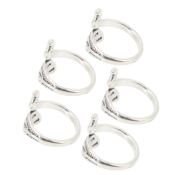 5 st virkade ringar silver påfågelform unik öppen design rostbeständig lätt vikt stickningsöglor