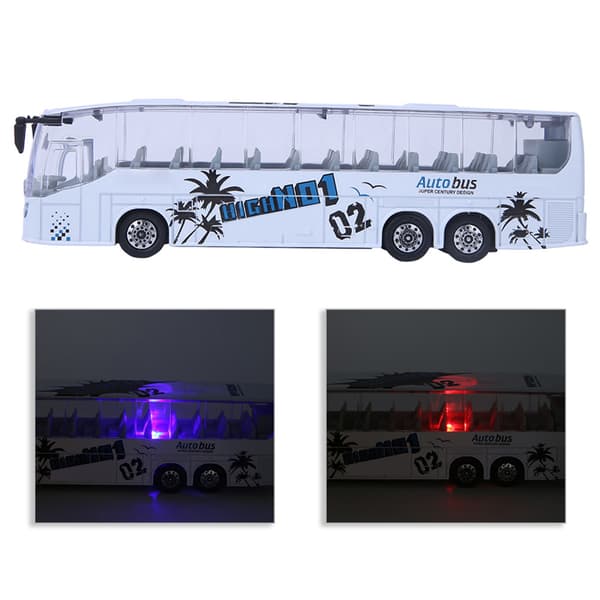 1:50 Simulation Transit Bus Model Legetøj Legering Træk Tilbage Bus Legetøj med Lys og Musik til Børn (Hvid)