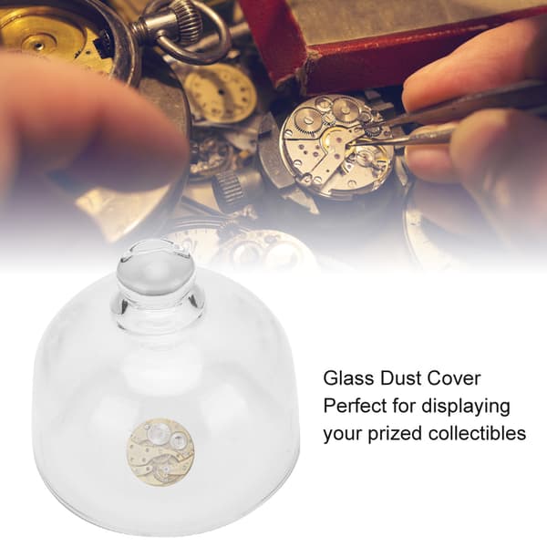 Transparent Glass Støvdeksel for Klokker Ornamenter DIY Dekorasjon Samling