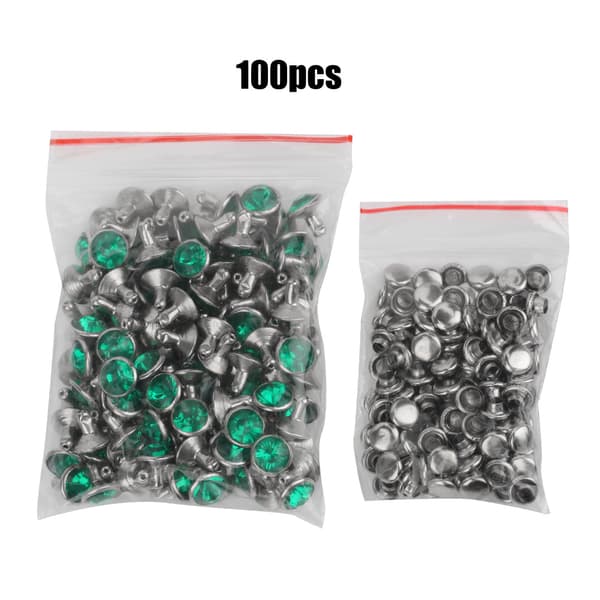 B Akryl Diamant 8mm Dekorativ DIY Stud Klestilbehør 8mm Sølvkant Krystall Smaragd