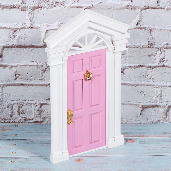 1:12 Dukkehus Miniature Lille Mini Fe Træ Birk Dør Åbning med Tilbehør Pink