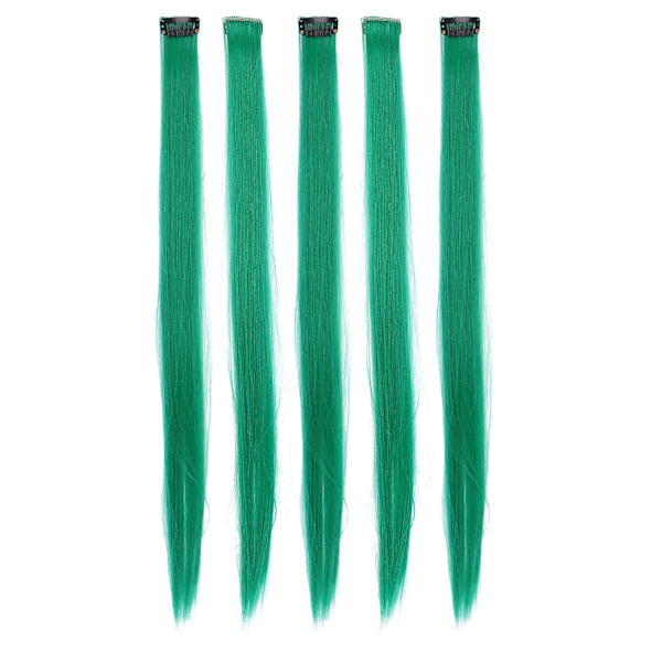 5 stk rett hårstykke klips lys farge 21,65 tommer hårforlengelse hårpynt for Cosplay PartyGreen