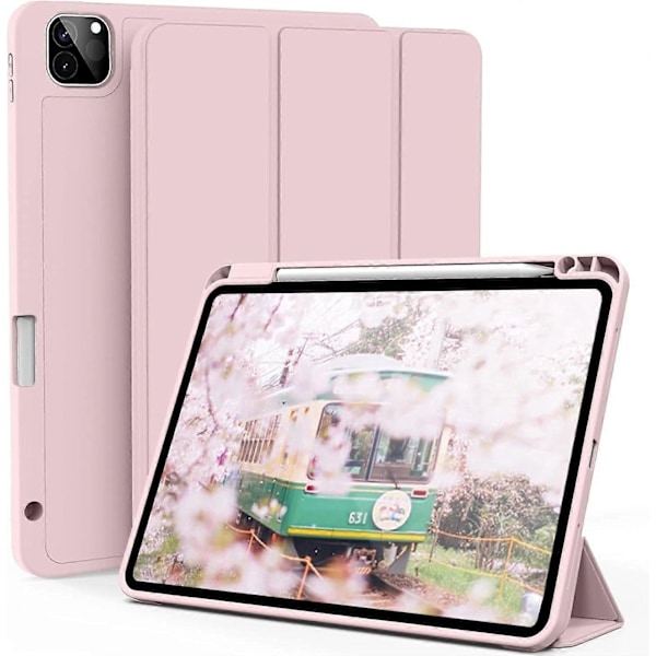 Rosa, Skyddsfodral för iPad Pro 11-tum (18/20/21/22), med Pennhållare, Ultratunt Tredelat Smart Cover, Stöder Pennladdning, Automatisk Sleep/Wake