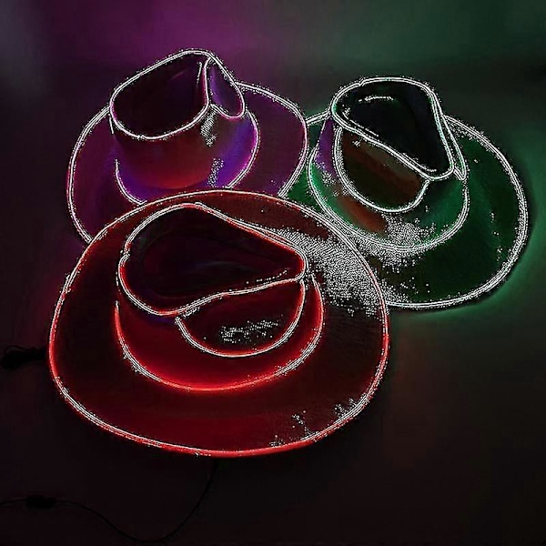 Disco Lysende Led Brud Cowgirl Hat Glødende Lys Bar Cap Polterabend Festartikler Blinkende Neon Western Cowboy Hat Blå