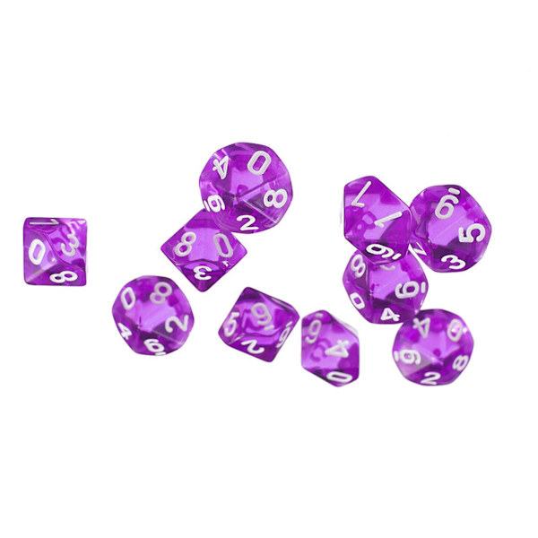 20 Stycken D10 Polyedriska Tärningar för Dungeons and Dragons Lila+Röd