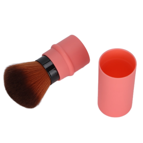 Vinklad rougeborste, bärbar mjuk fluffig puderborste med lock för rouge, bronzer, buffingpuder, kosmetika
