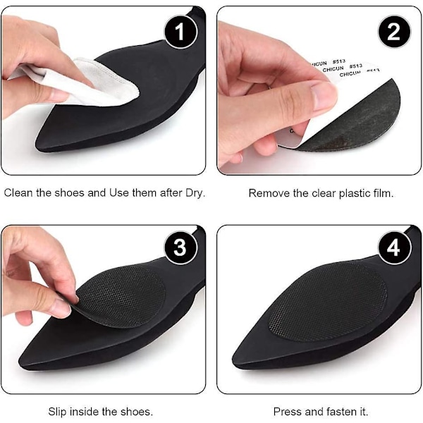 Anti-Slip Klæbesåler til Højhæle - 3 Par Sorte Anti-Slip Greb