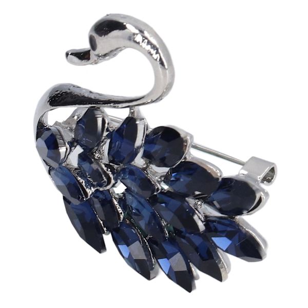 Svaneformet broche i premiumlegering - unikt design, udsøgt, meget holdbar, iøjnefaldende blå broche til fest, dating og bryllup