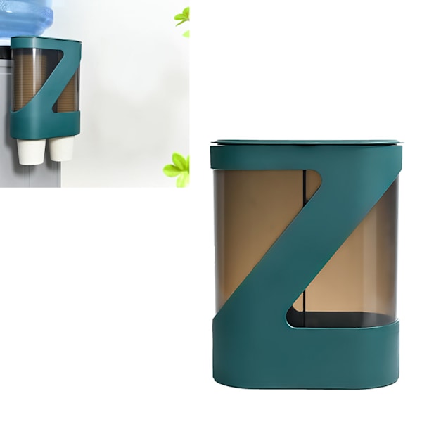 Paper Cup Holder Wall Mount Punch Free Large Capacity Disposable Cup Organizer Dispenser Dark Green