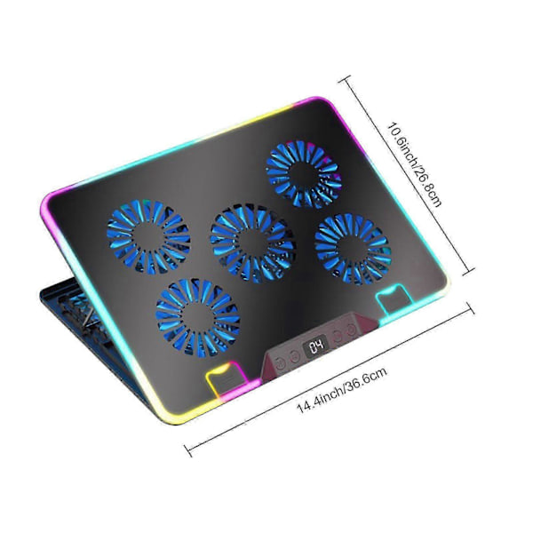 Laptop Kylare Ställ Digital Display Höjdjusterbar Lågt Ljud Bärbart Notebook Ställ Gaming Laptop Kylplatta Svart
