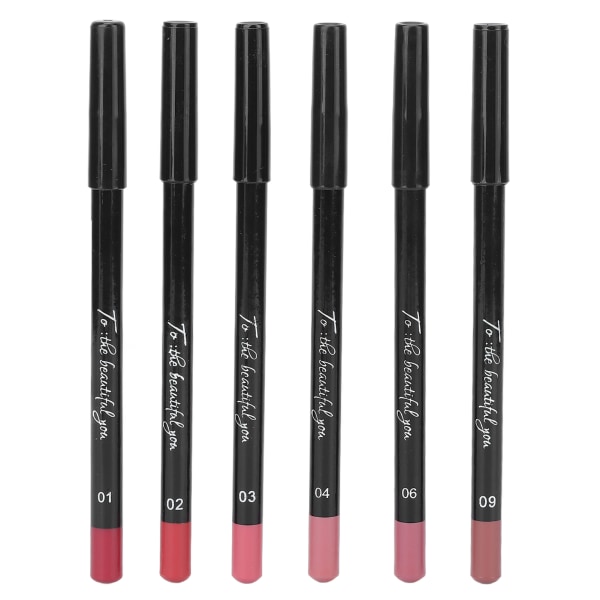 6 stk Lip Liner Profesjonell Vannbestandig Matt Langvarig Leppestift Pigmentert Kosmetikk #02