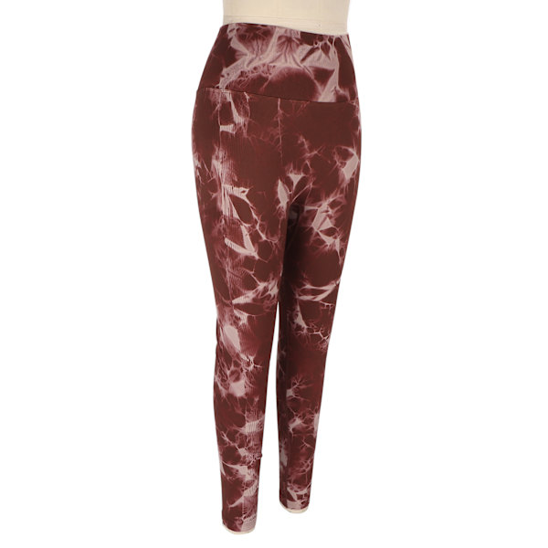 Kvinnor Hög Midja Sömlösa Träning Leggings Tie Dye Andas Rumplyft Gym Yoga Byxor Mörk Brun M