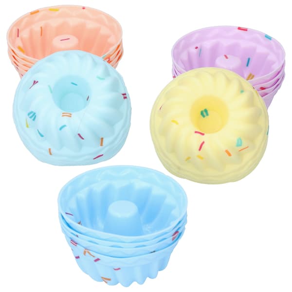 20 stk. små kagekopper bageform genanvendelig let at rengøre silikone mini cupcakeholdere trådsæt