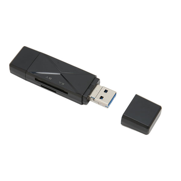 3-i-1 USB-lagringskortläsare USB C USB 3.0 MICRO USB Bärbar lagringskort Minneskortläsare med 3 kontakter Svart