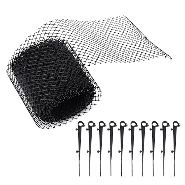 Återanvändbart plastskyddsnät för takrännor, utomhus, mot löv och skräp, 600 x 15 cm