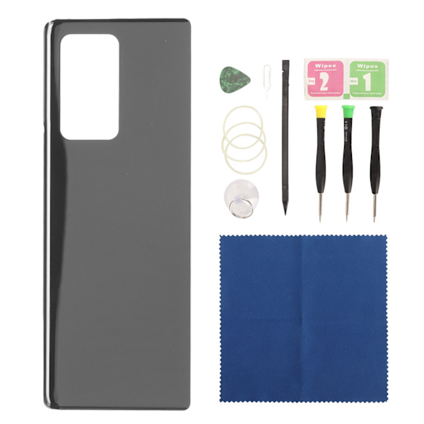 Bakre glassutskiftning telefon bakre husdør med forhåndsinstallert tape for Galaxy Z Fold 2 SM F916 5G svart
