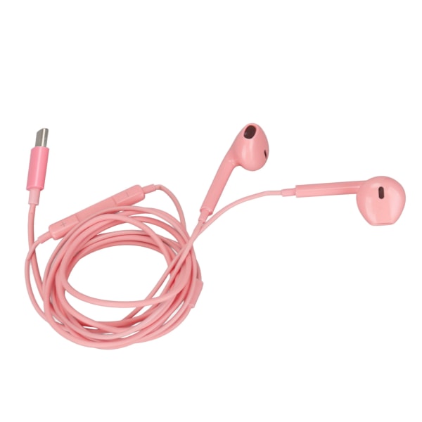 USB C-hörlurar Multifunktions HiFi stereomikrofon och volymkontroll Trådbundna hörlurar för typ C-gränssnittsenhet Rosa