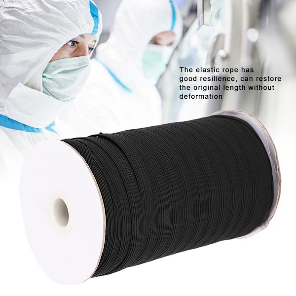100 meter elastiskt band platt flexibelt rep band munstycke kläder tillbehör 10mm (svart )