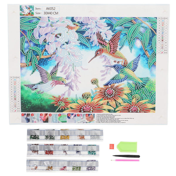 5D Rhinestone Painting Kits Birds and Flowers DIY Fun Complete Tools DIY Landscape Rhinestone Painting for Gifts