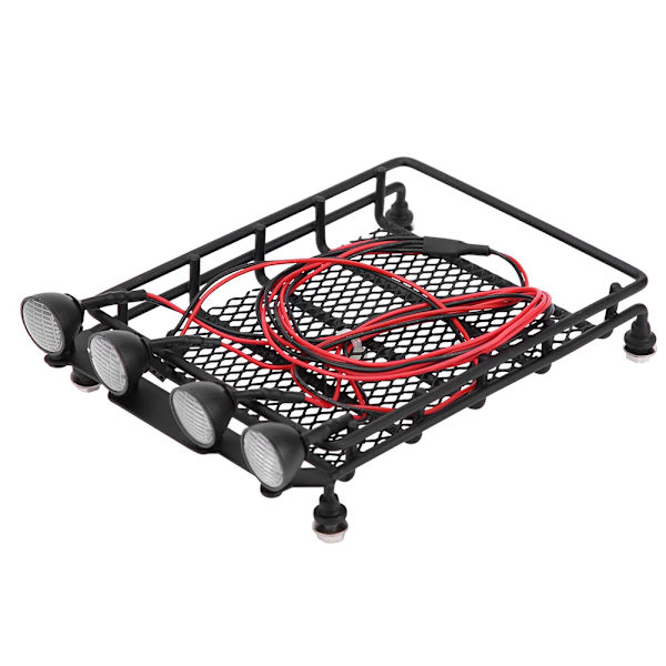 Takräcke Bagagehållare med LED-lampor rund för Axial SCX10 1/10 RC-bil (4 vita)