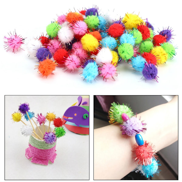 1000 st ljusa sidenpompom för gör-det-själv-kläder och mobildekoration, 15 mm