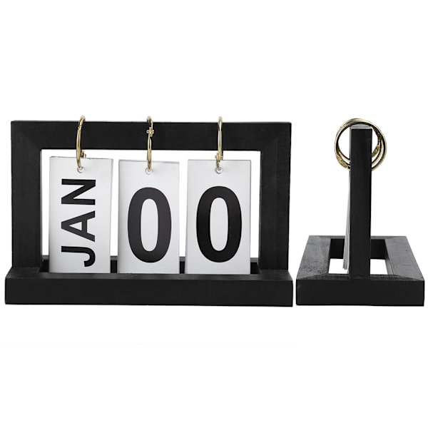 Träkalender Svart Retro Sida Vändning Enkla Hem Studie Rum Skrivbord Dekorationer