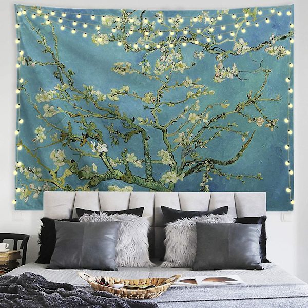 Blomstertapet Vægophæng - Van Gogh Blomsterlandskabsmaleri - Hjemmeindretning til soveværelse og stue
