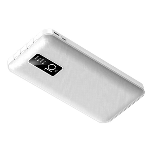 Powerbank 10000mAh kapasitet Ultrathin digitalt display skjerm bærbar lader for telefon nettbrett hvit