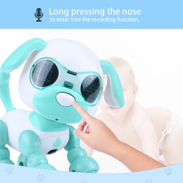 Robot Hunde Kæledyr Legetøj Smart Kids Interactive Walking Sound Pædagogisk gave hvalp LED (grøn)