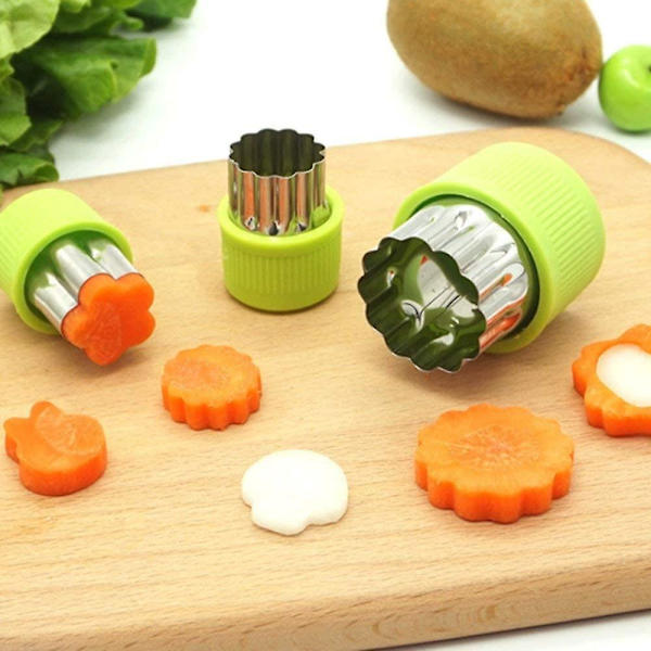 Børns grøntsagsskærer form sæt - 12 stk. mini rustfrit stål skærere til grøntsager, frugt, cookies, med dyr, blomst og stjerneformer