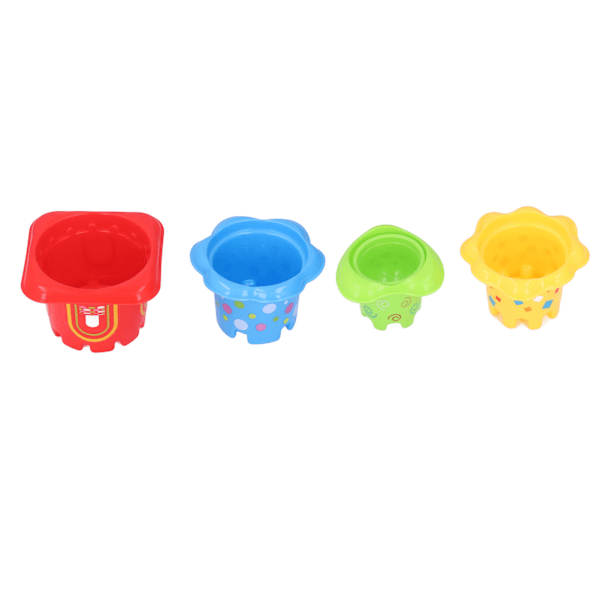 Barn Stapelkoppar Baby Strand Söt Cartoon Slott Färgglada Stapelbara Nesting Cup Badleksak Present 6 Månader