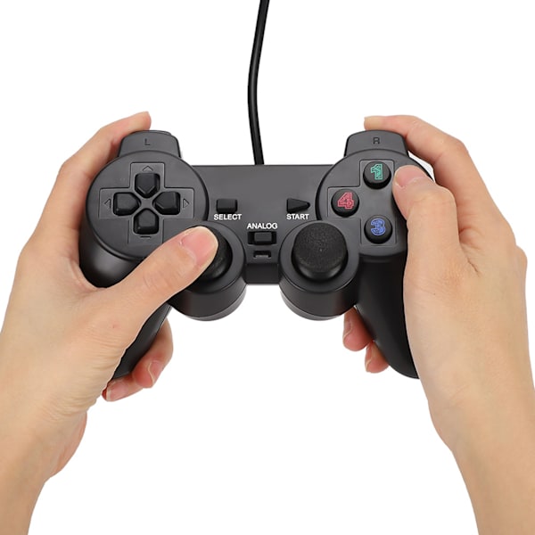 Dataspillkontroller kablet USB-gamepad med dobbel vibrasjon for PC bærbar datamaskin joystick