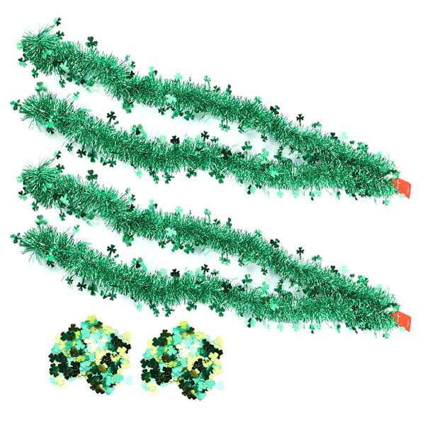 Shamrock Confetti Clover Tinsel Garland Lucky Irish Themed Craft Party Decorations