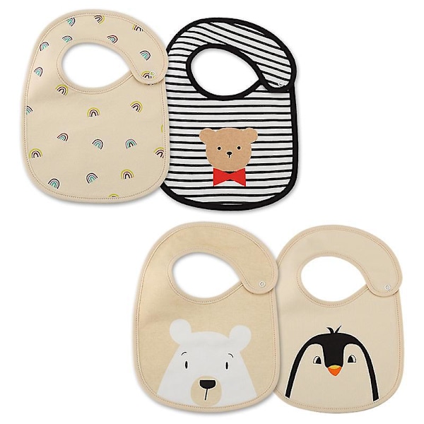 Bomulls-Snäpphakar Set för Bebisar Unisex Matning 4-pack