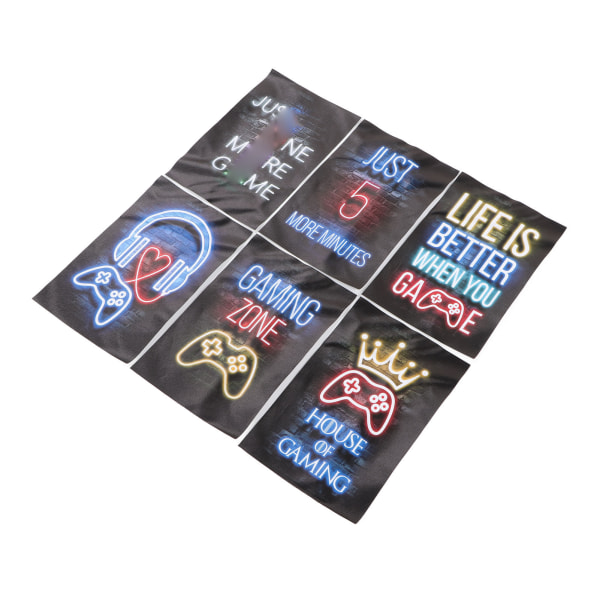 6 st Neon Gaming Posters 20x30cm Färgglada Spelrum Canvas Väggkonst Dekoration för Pojkars Rum