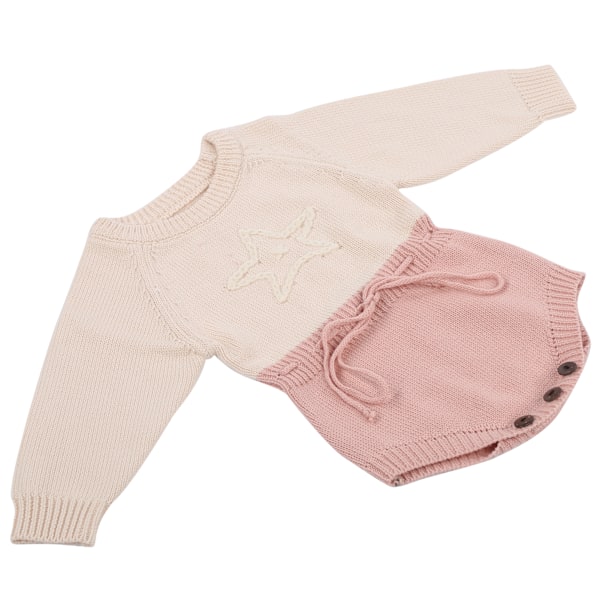 Babyklær Bomull Baby Romper Jumpsuits Nydelig Stjerne Lang Ermet Body for Jenter Rosabeige 90cm