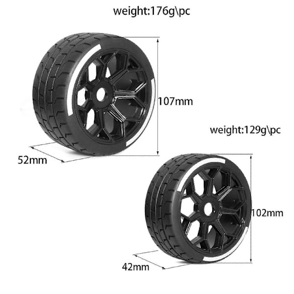 4 kpl 1/7 RC-auton renkaat, modifikaatio, DIY-navat, pyörät, kuorma-auto, tela-alusta